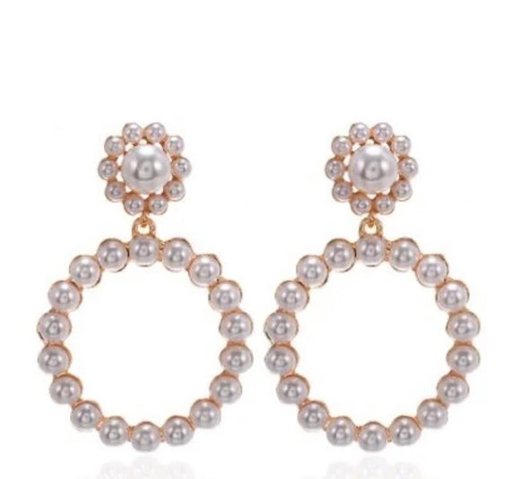 Pearl Charm Drop Earrings