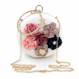 White Round Floral Luxury Clutch Bag